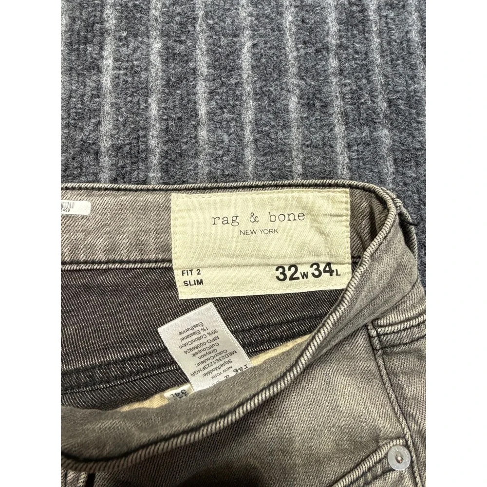Rag & Bone Fit Slim Jeans Mens 32x34 Faded Grey Stretch Streetwear Urban Casual